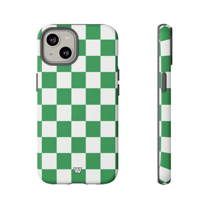 GREEN WHITE CHECKERBOARD | Tough Phone Case for iPhone & Samsung