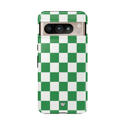GREEN WHITE CHECKERBOARD | Tough Phone Case for iPhone & Samsung