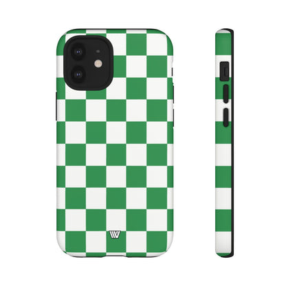 GREEN WHITE CHECKERBOARD | Tough Phone Case for iPhone & Samsung