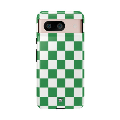 GREEN WHITE CHECKERBOARD | Tough Phone Case for iPhone & Samsung