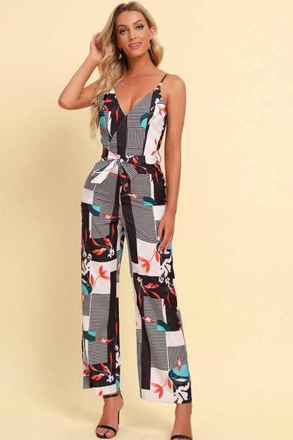 Juna Printed Spaghetti Strap Tied Women Jumpsuit