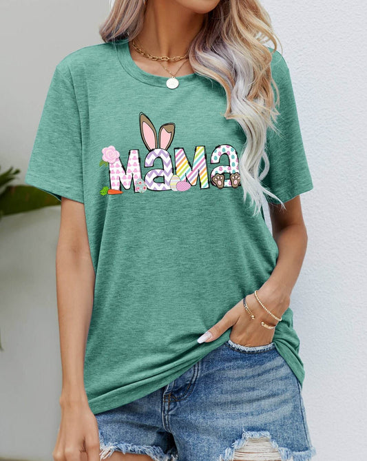 Easter MAMA Graphic Round Neck Women T-Shirt - Zara-Craft