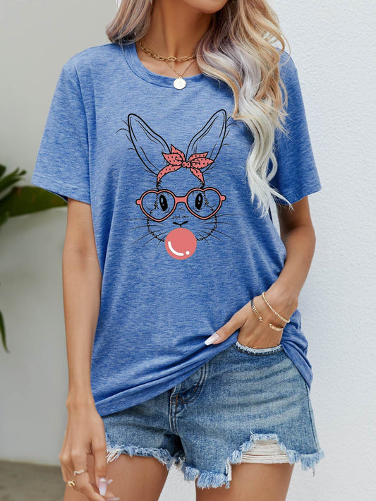 Easter Bunny Graphic Round Neck T-Shirt - Zara-Craft