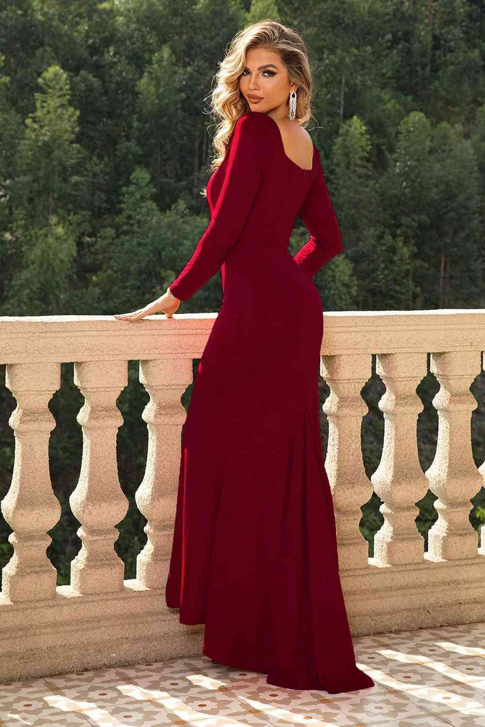 Square Neck Long Sleeve Women Maxi Dress Zara-Craft Square Neck Long Sleeve Women Maxi Dress Zara-Craft