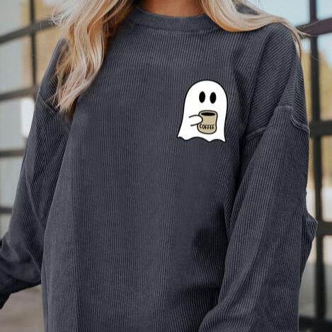 Ghost Graphic Drop Shoulder Women Sweatshirt - Zara-Craft