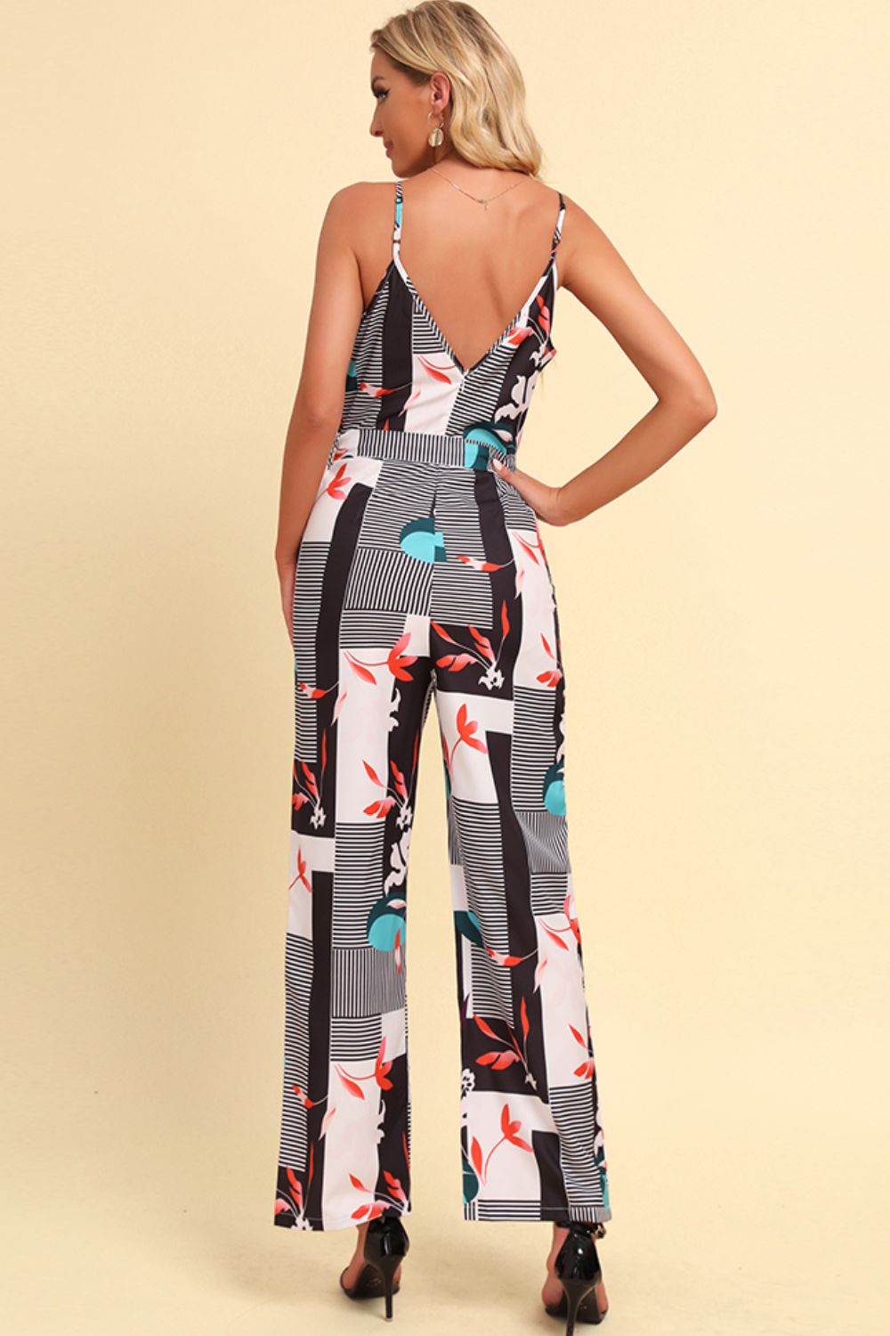 Juna Printed Spaghetti Strap Tied Women Jumpsuit