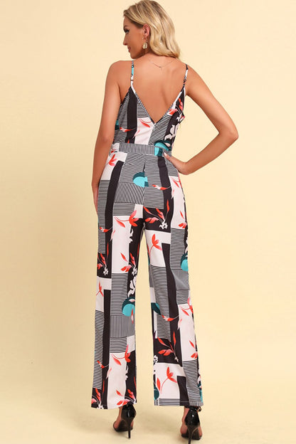 Juna Printed Spaghetti Strap Tied Women Jumpsuit