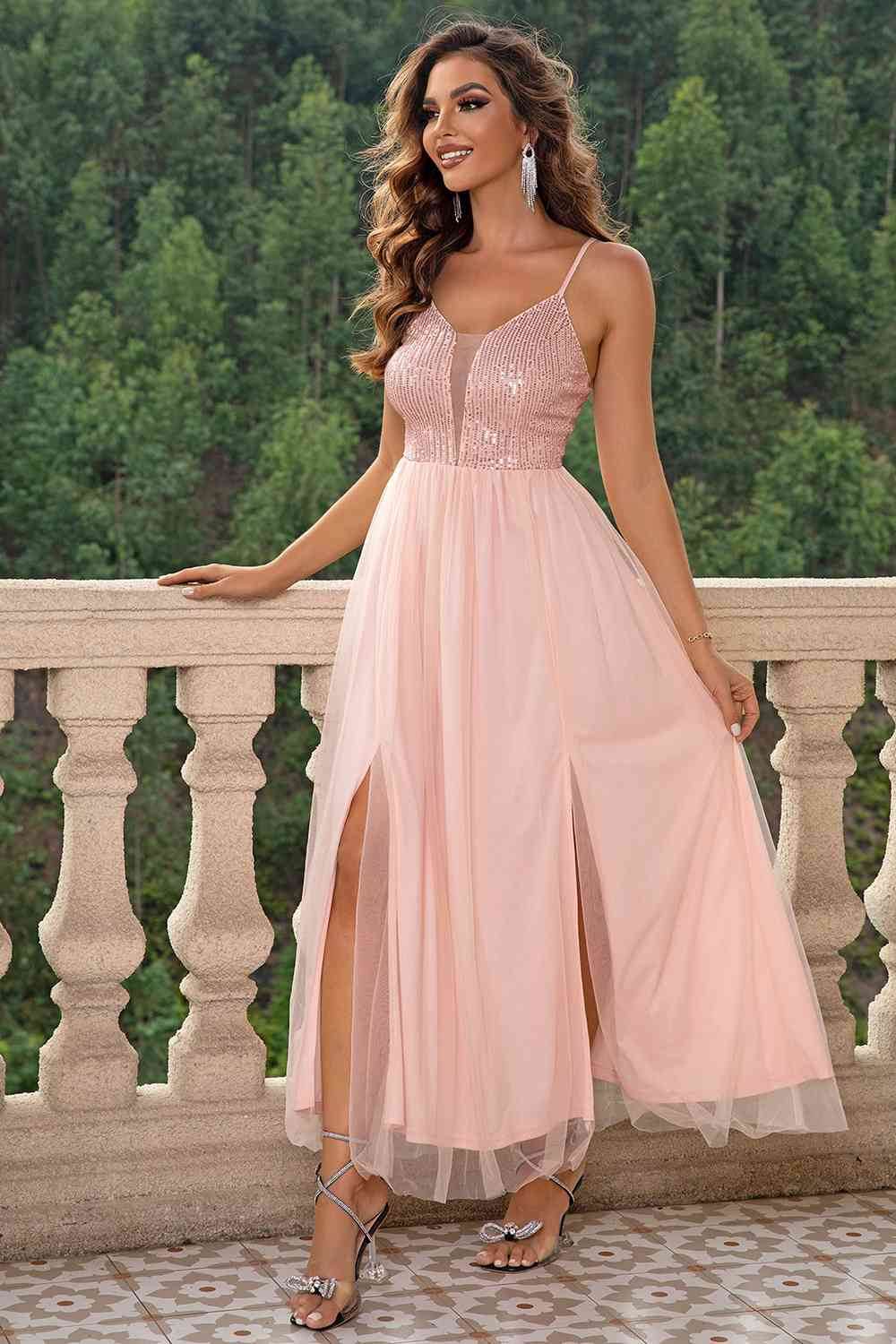 Spaghetti Strap Slit Mesh Women Dress - Zara-Craft
