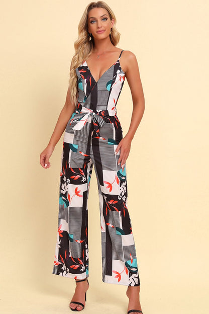 Juna Printed Spaghetti Strap Tied Women Jumpsuit