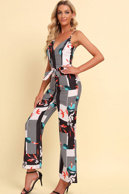 Juna Printed Spaghetti Strap Tied Women Jumpsuit