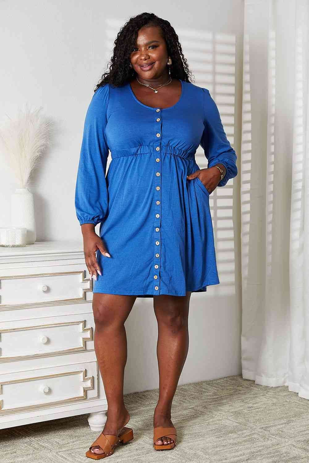 Double Take Scoop Neck Empire Waist Long Sleeve Magic Women Dress – Zara -Craft