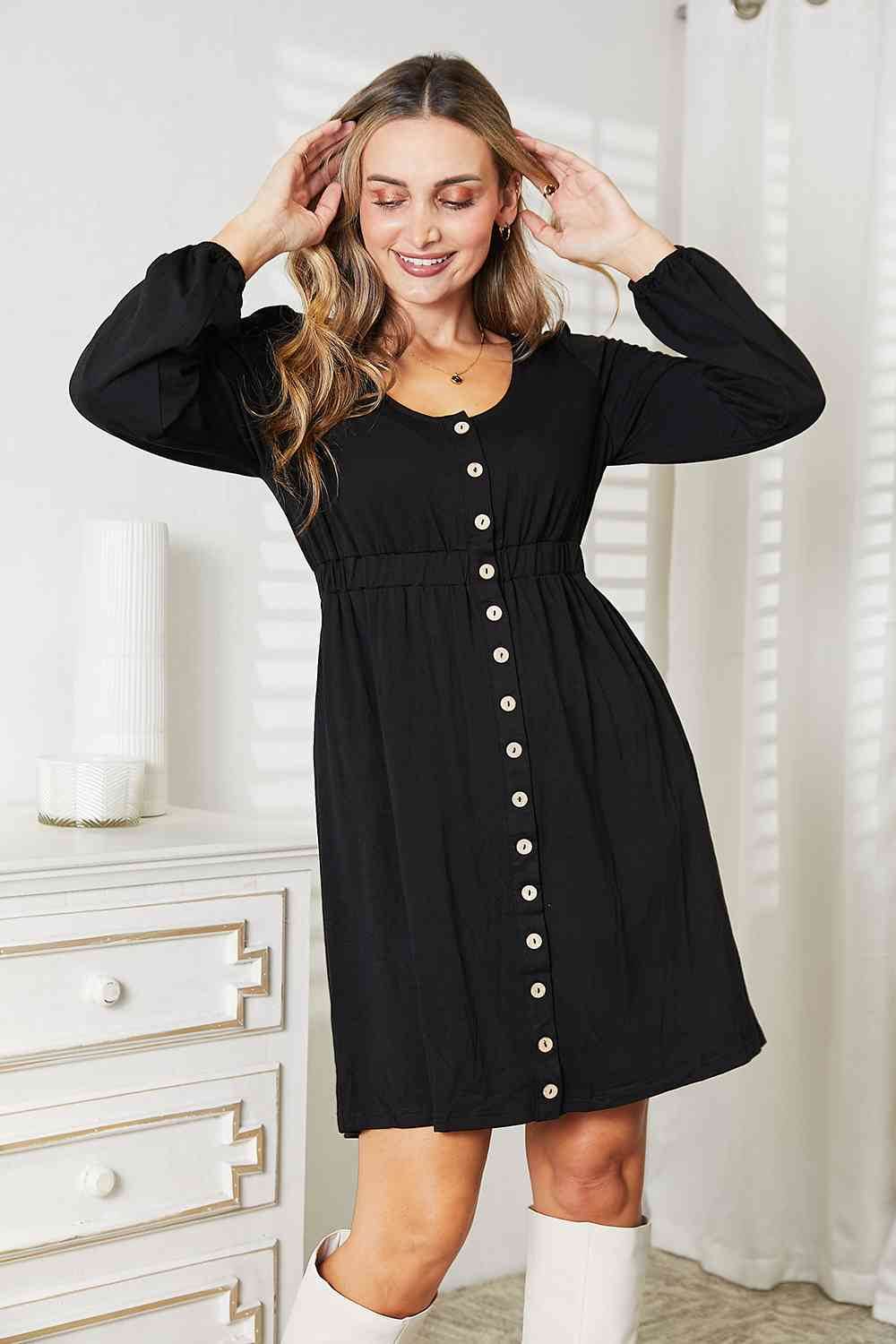 zara empire waist dress Double Take Scoop Neck Empire Waist Long Sleeve Magic Women Dress Zara -Craft