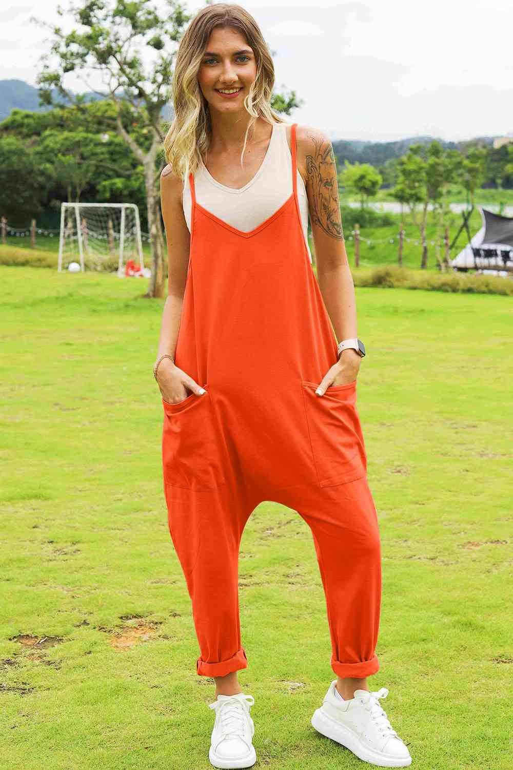 Double Take Full Size Sleeveless V-Neck Pocketed Women Jumpsuit - Zara-Craft