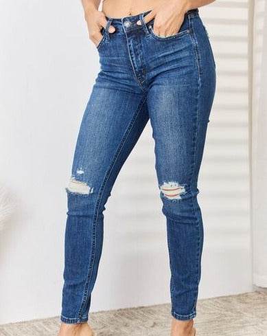 Judy Blue Full Size High Waist Distressed Slim Women Jeans - Zara-Craft
