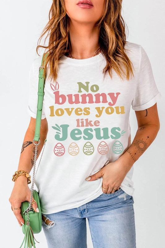 SYNZ Easter NO BUNNY LOVES YOU LIKE JESUS Women T-Shirt - Zara-Craft