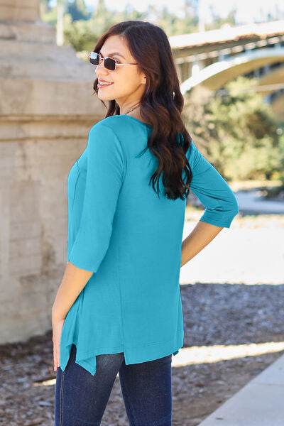 Basic Bae Full Size Round Neck Pocketed Women T-Shirt - Zara-Craft